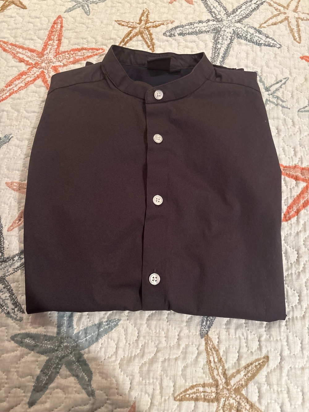 ASOS Men's Black  Button-Up Short Sleeve Shirt with Grand Dad Collar Sz M